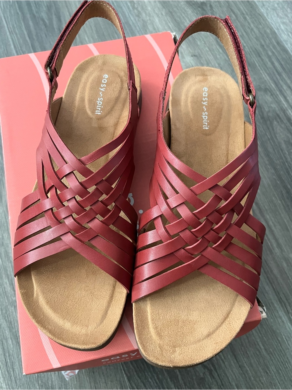 Easy Spirit Red Woven Slingback Sandals